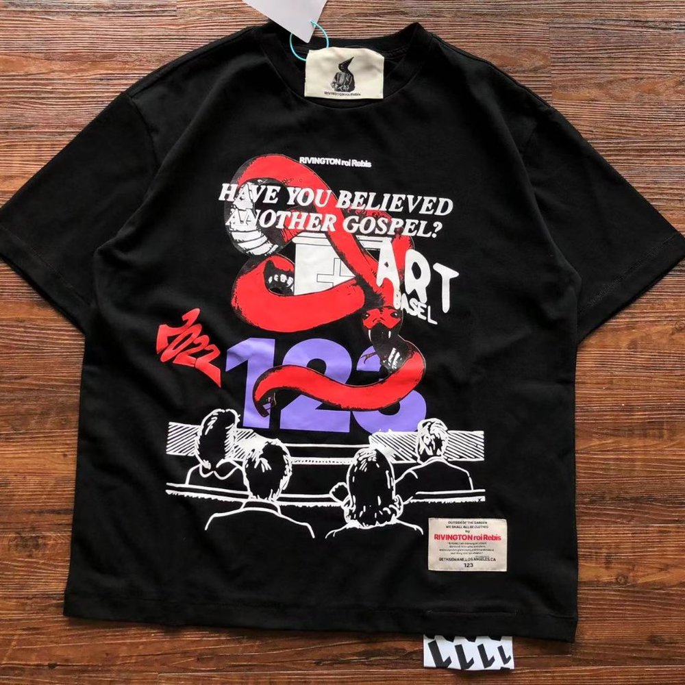 Rivingtonroi Rebis123 Black Short-Sleeved Snake Graffiti T-Shirt